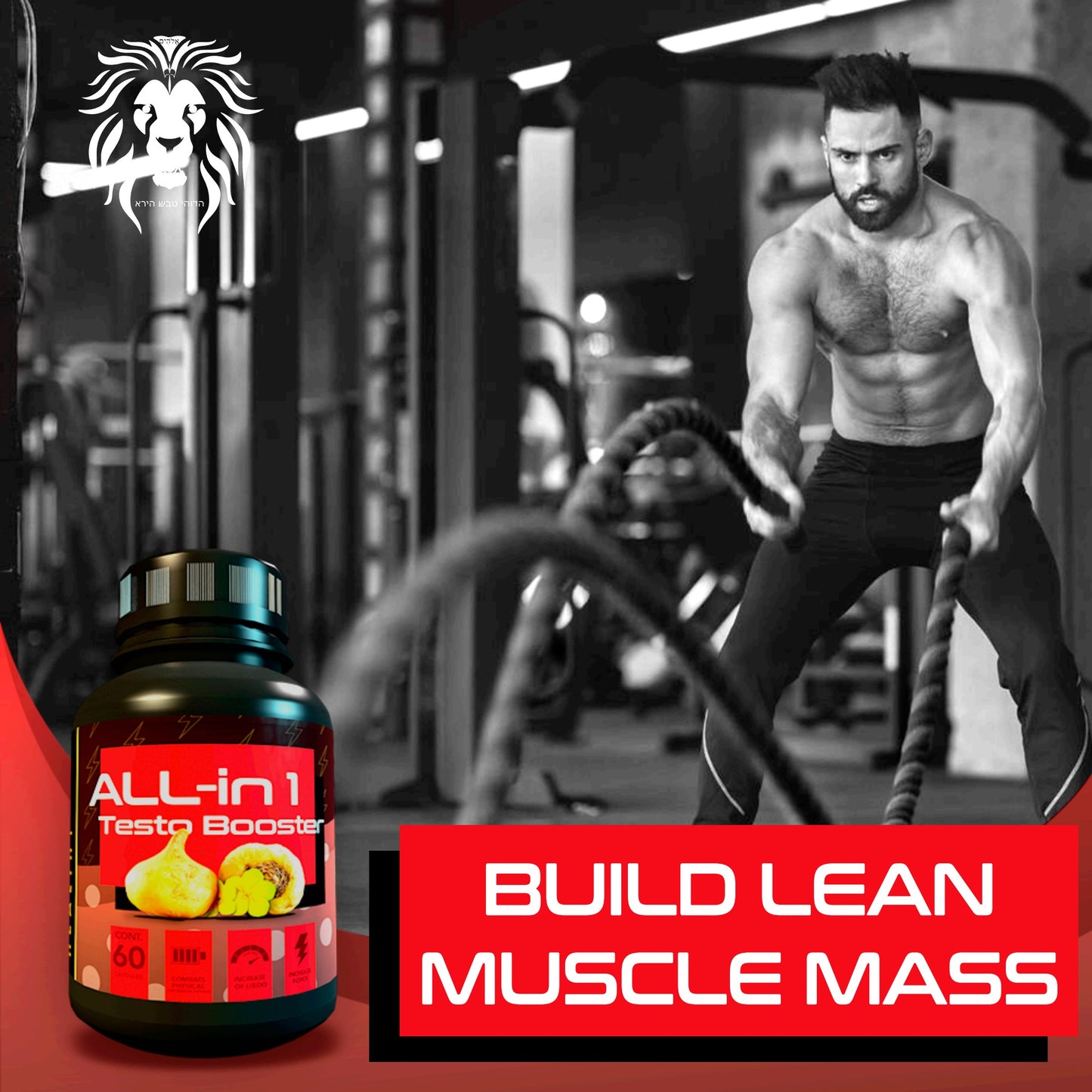 Testosterone Supplement for Men, Golden Lion Healthy, All-in1 Testo Booster for Men, tribulus terrestris for Men, Maca Root, Ginseng, Ginkgo, Guarana.